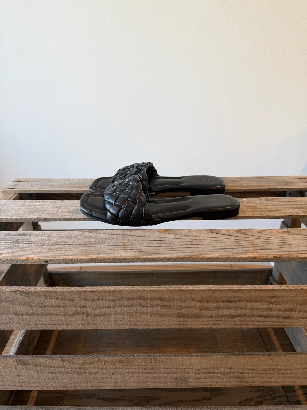 A New Day Black Woven Slide Sandals